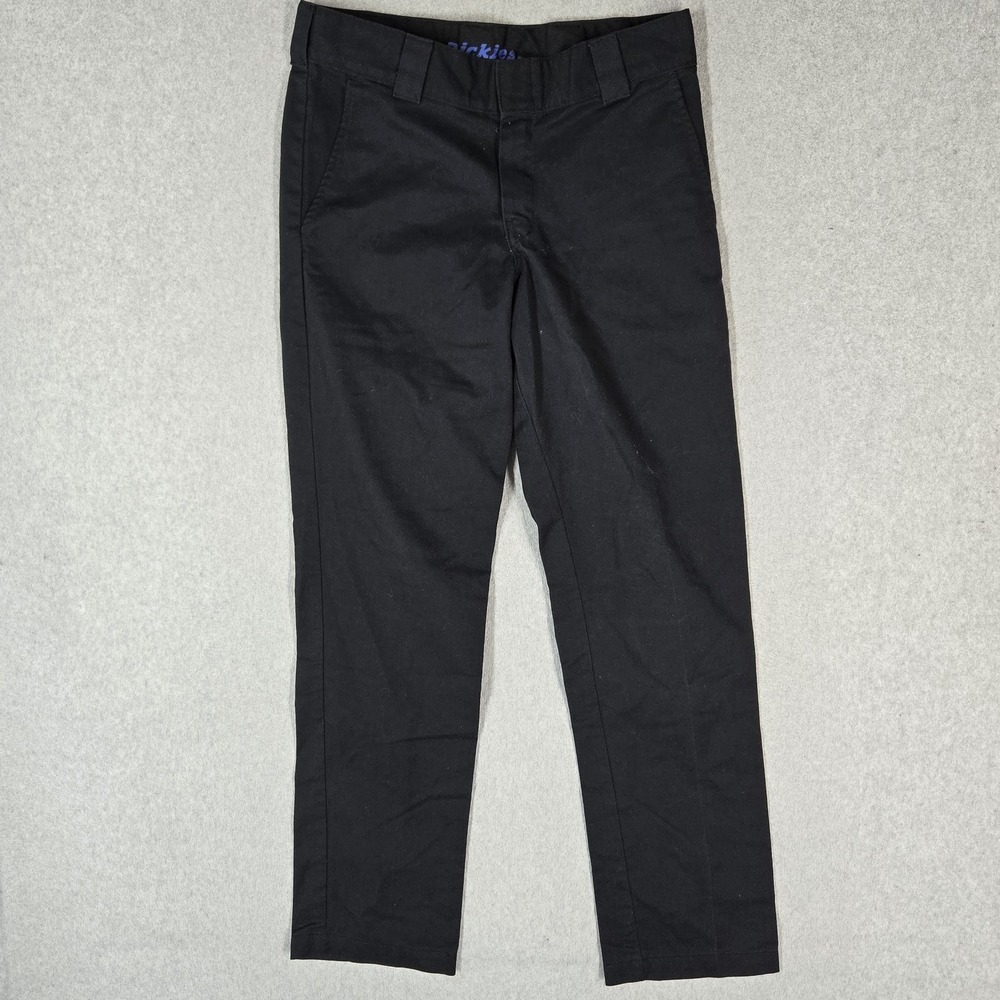 Dickies Men Pants 30X32 Black Chino Twill WP158BK Slim Taper Logo 31" Inseam